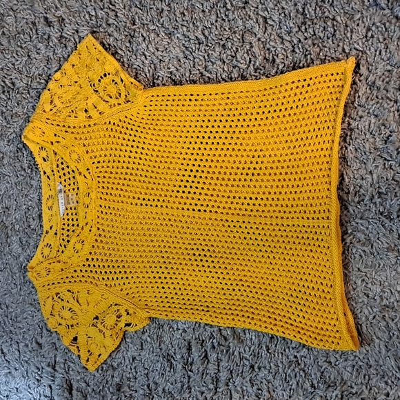 Peter nygard | Canary yellow crochet cottagecore knit t shirt - Picture 10 of 13